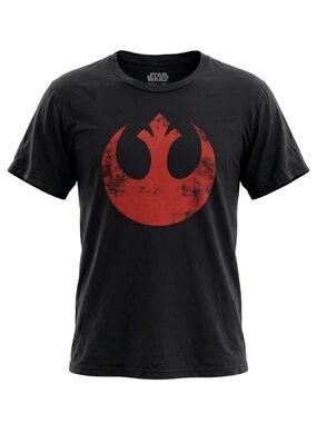 Official Star Wars Rebel Alliance Tee—black cotton with vintage-style,distressed